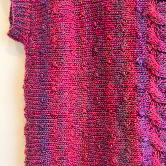 Handmade Crochet/Knit Dual Pattern Multi Color Short Sleeve Sweater‎ - Picture 4 of 6